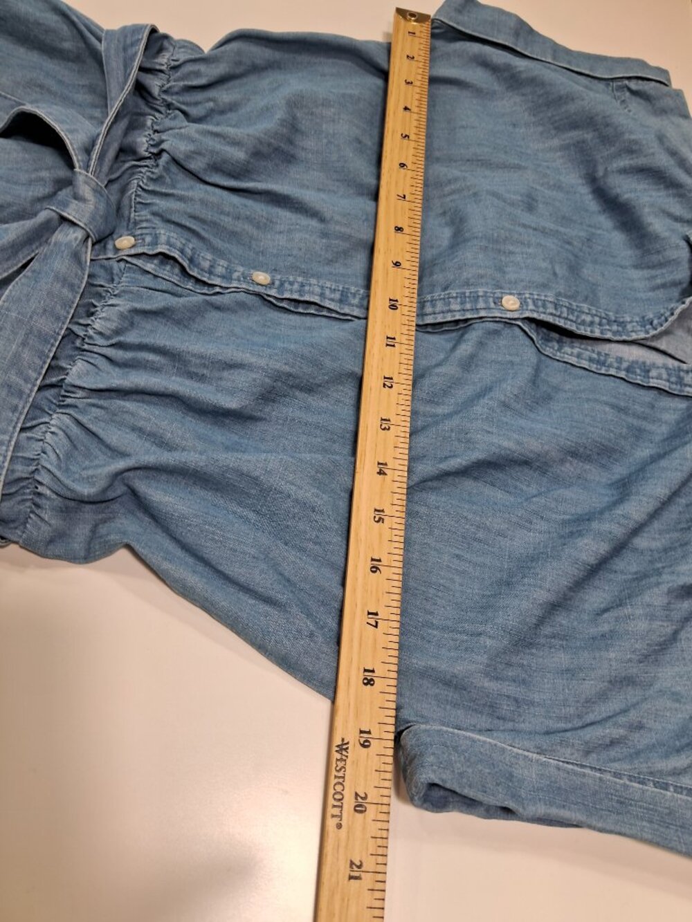 J.Crew Denim Shirt Dress XS | Belted Chambray Casual Summer - Picture 6 of 10
